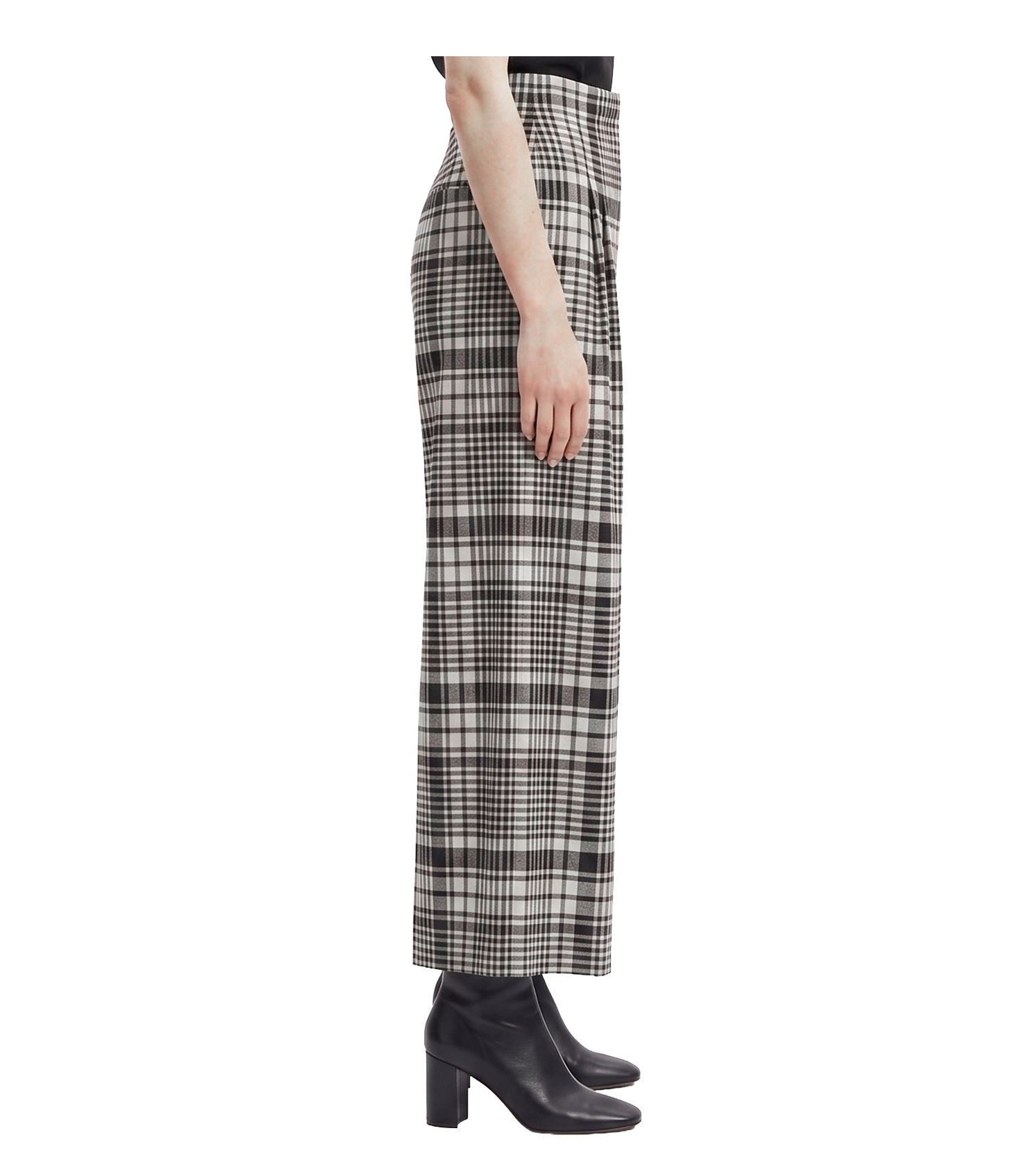 Cipher Plaid High-Waist Wide Trousers / 6020411