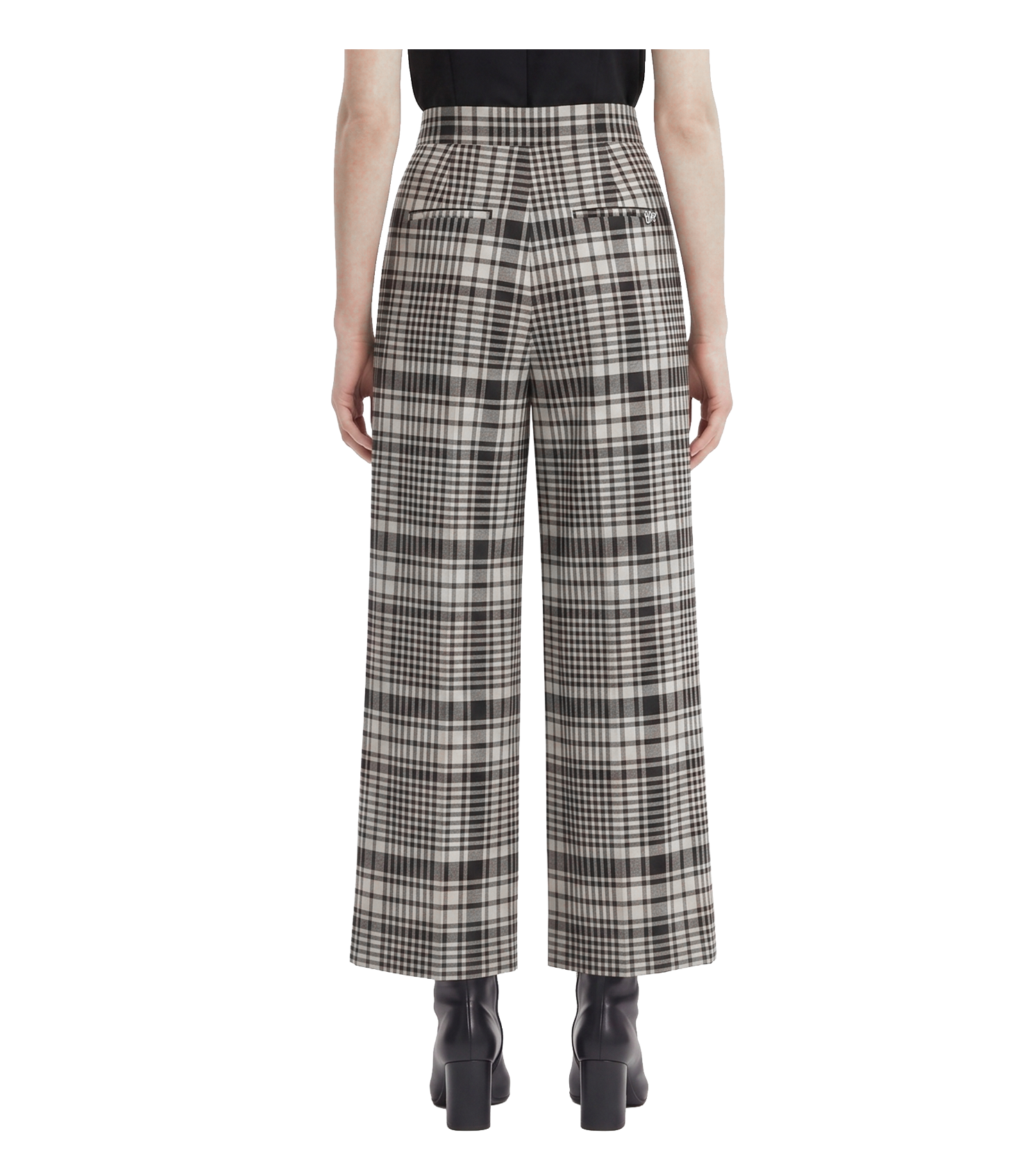Cipher Plaid High-Waist Wide Trousers / 6020411
