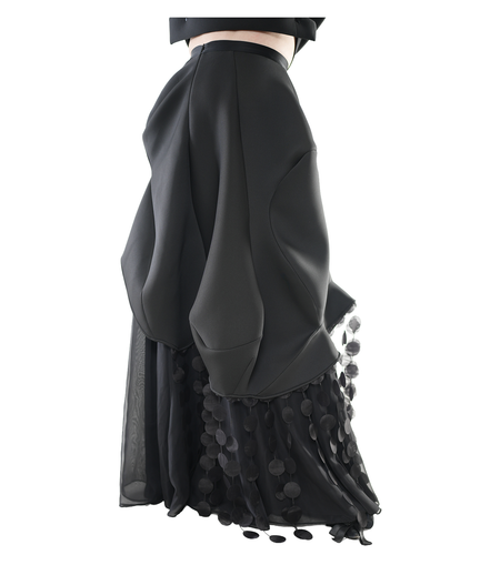 Noir Cascade Disc-Fringe Skirt / 6031405