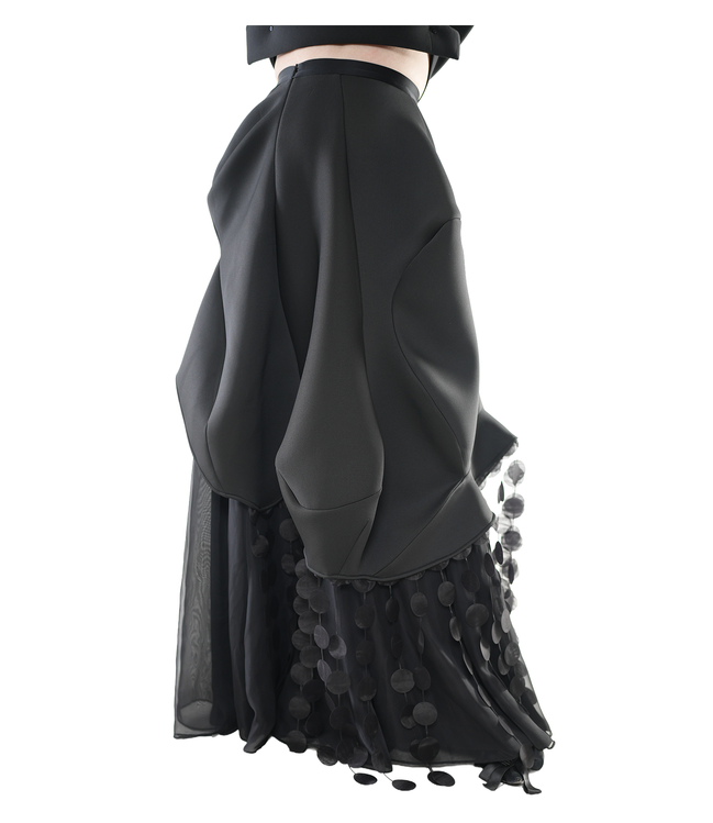 Noir Cascade Disc-Fringe Skirt / 6031405