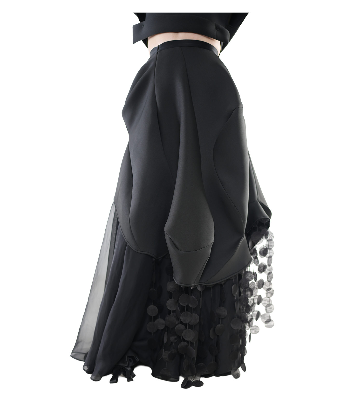 Noir Cascade Disc-Fringe Skirt / 6031405