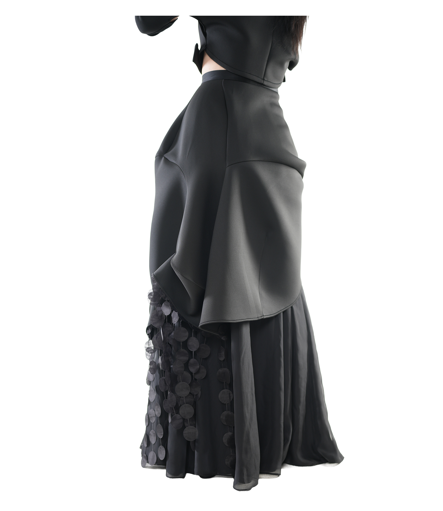 Noir Cascade Disc-Fringe Skirt / 6031405