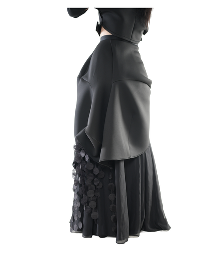Noir Cascade Disc-Fringe Skirt / 6031405
