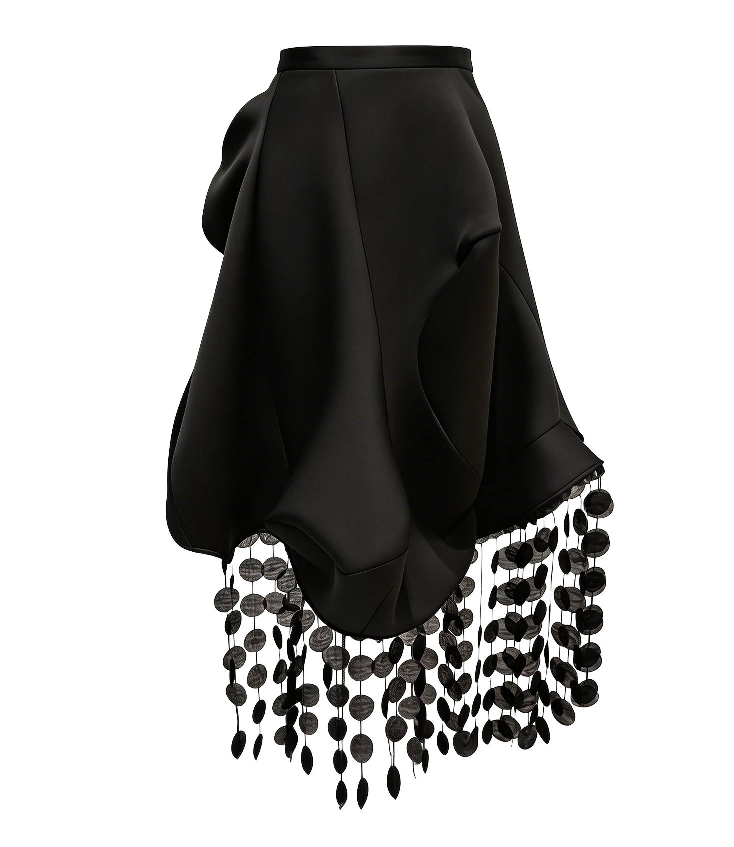 Noir Cascade Disc-Fringe Skirt / 6031405