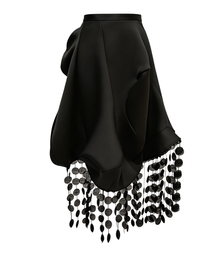 Noir Cascade Disc-Fringe Skirt / 6031405