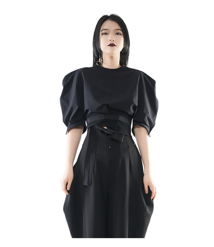 Bastion Puff-Shoulder Crop Top / 6040409