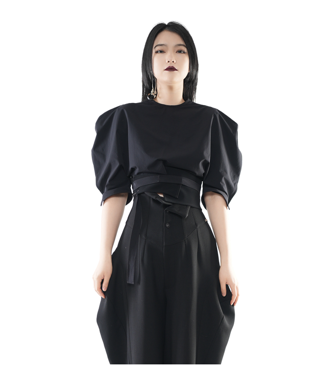 Bastion Puff-Shoulder Crop Top / 6040409