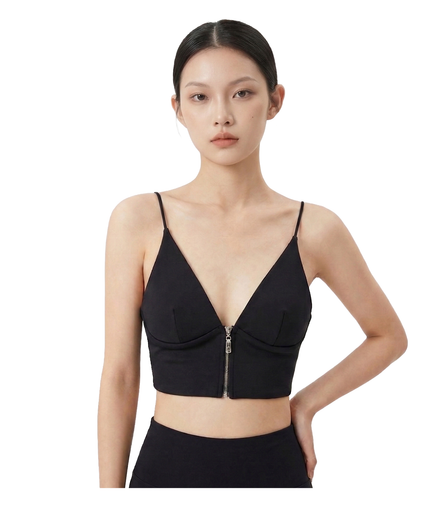 NOIR ZIP-FRONT CROP TOP / 657970B