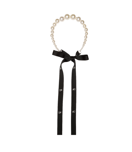 Lune Pearl Ribbon Waist Belt / 02301