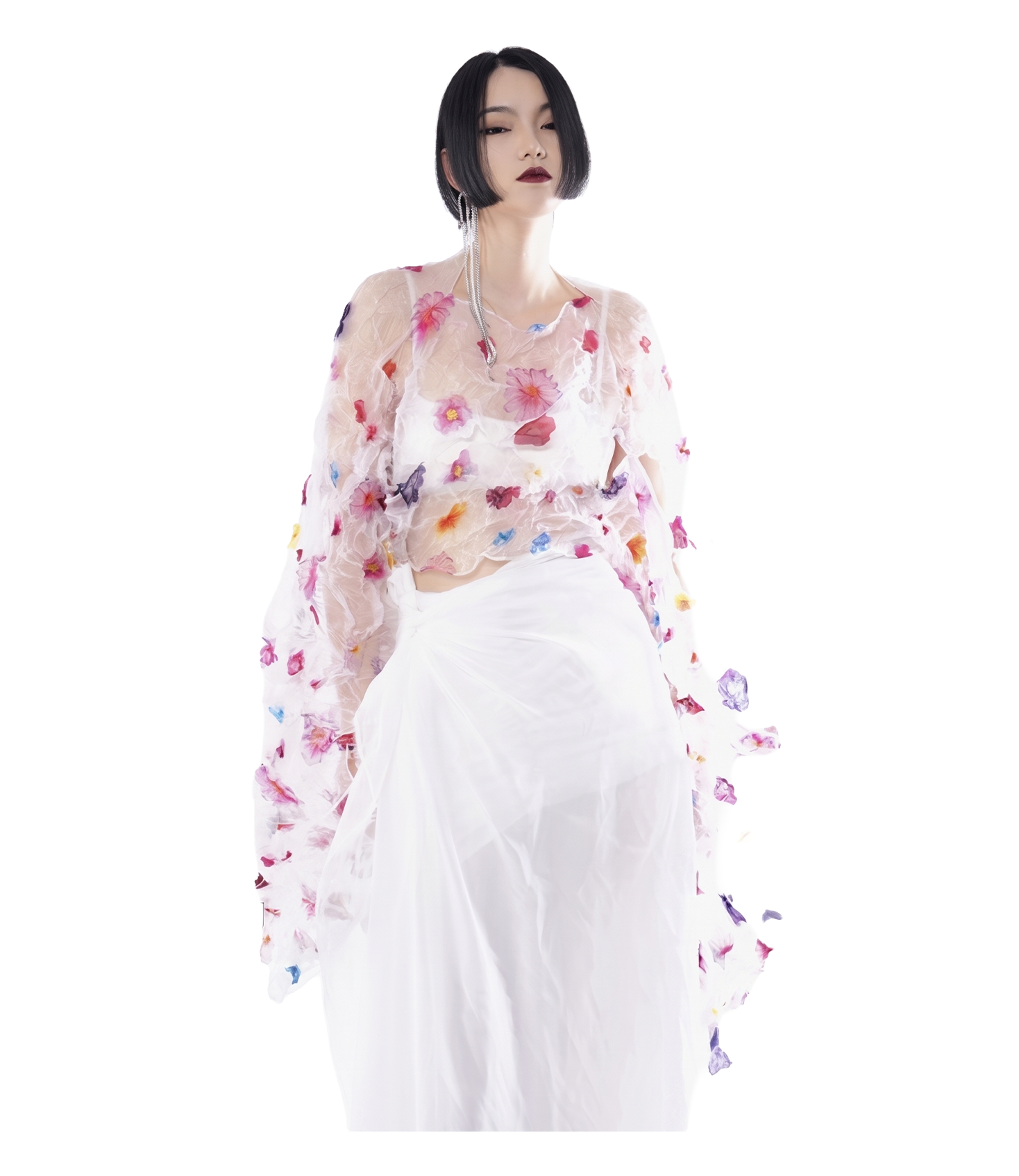 Petal Storm 3D Floral Organza Crop Top / 4072403